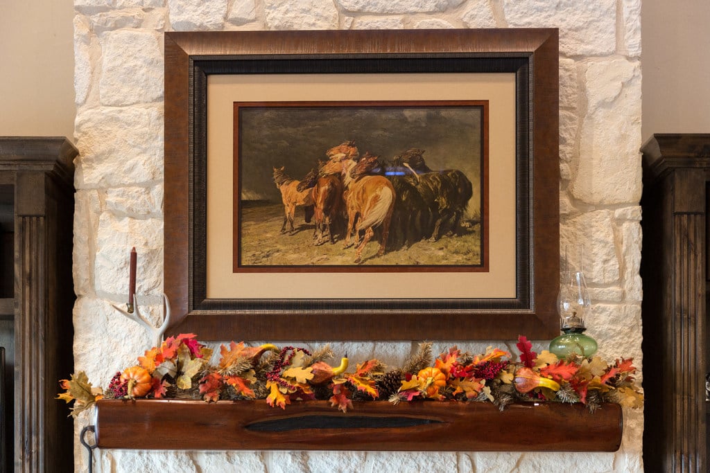 leaves, autumn, fireplace